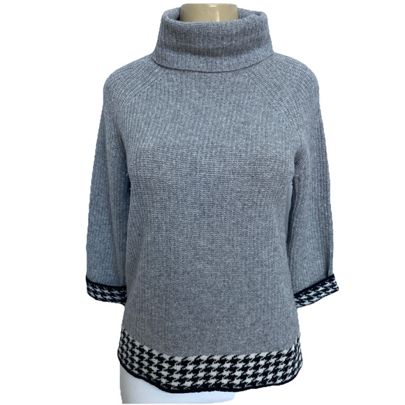 Love Moschino Knit Sweater Pullover Gray 3/4Sleeve Wool Turtleneck Hound… - Picture 1 of 6
